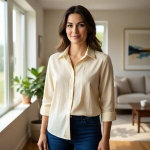 NWOT. Light button down yellow shirt.